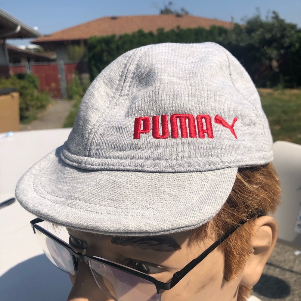 Puma Light Gray Kids Boy Cap with Red Logo Size One